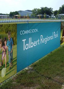 Fence mesh wrap signs printing for Talbert Regional Park