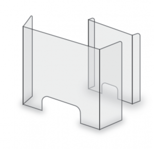 Curved perspex sneeze guards. Freestanding or fixed.