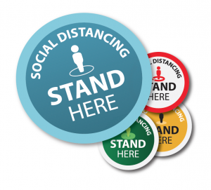Social distancing floor stickers and decals